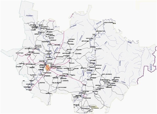 Карта березовского района пермского края с населенными пунктами